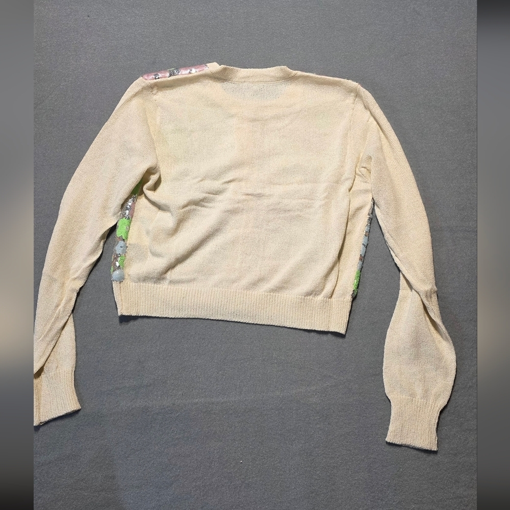 NWT Mermaid Fasion Floral Sequin Cardigan Sweater Size S/M & L/XL Available - Picture 4 of 10